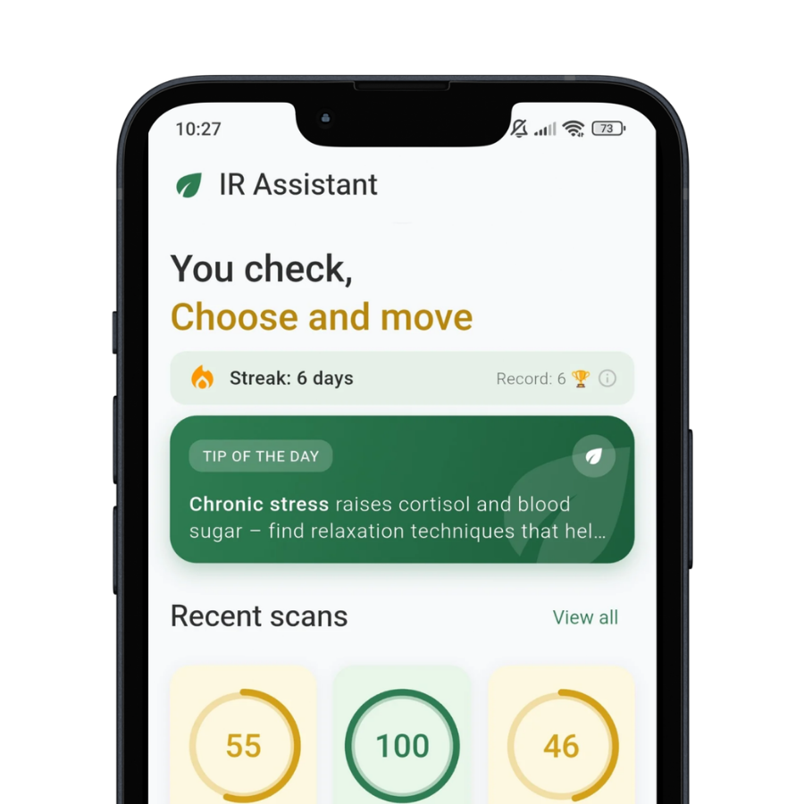 IR Assistant app mockup